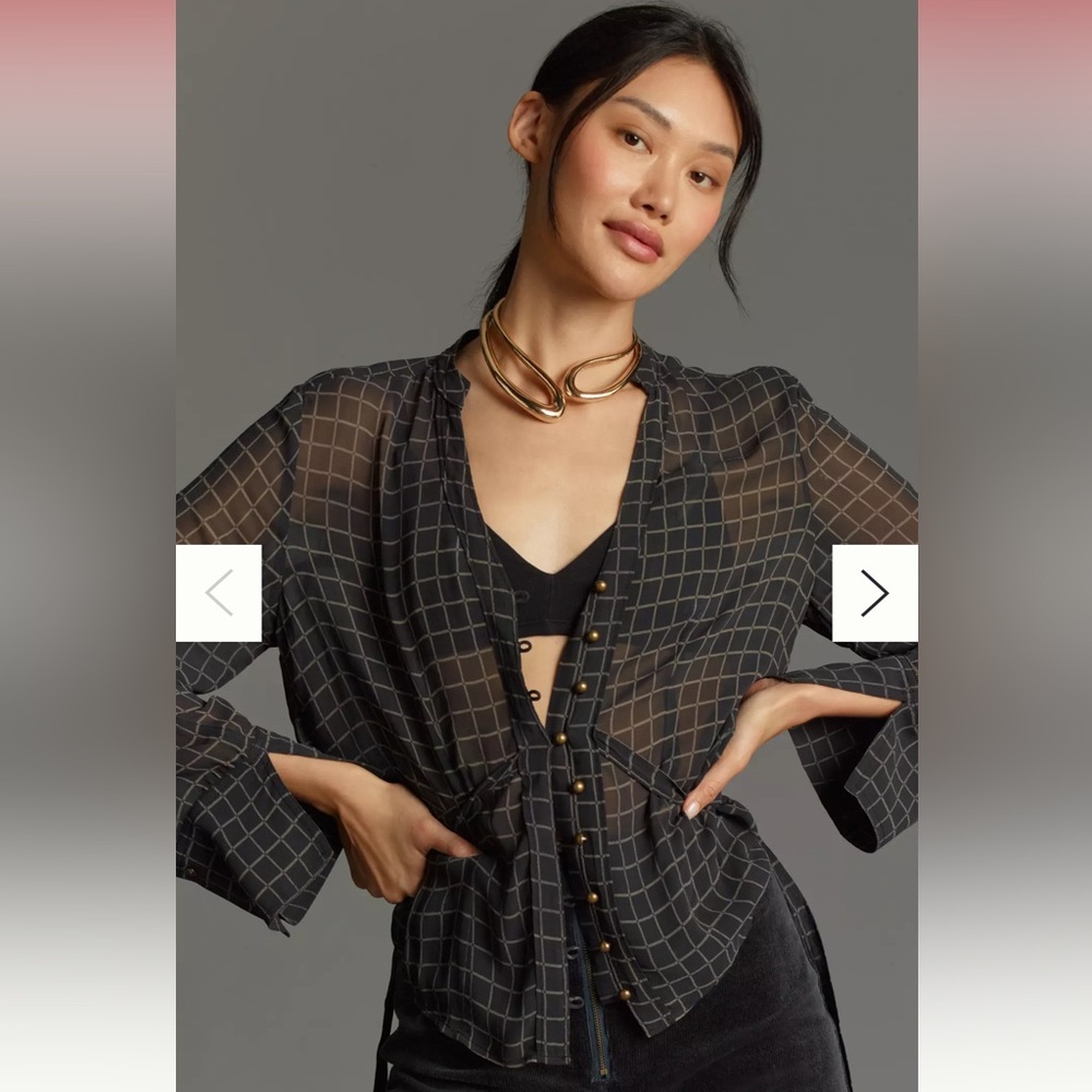 NWT Anthropologie place sheer button up top